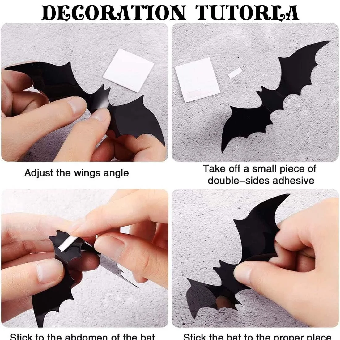Настінні наклейки Кажани Хелловін 3D Чорні 60 шт., фото №4 Настінні наклейки Кажани Хелловін 3D Чорні 60 шт., фото №4