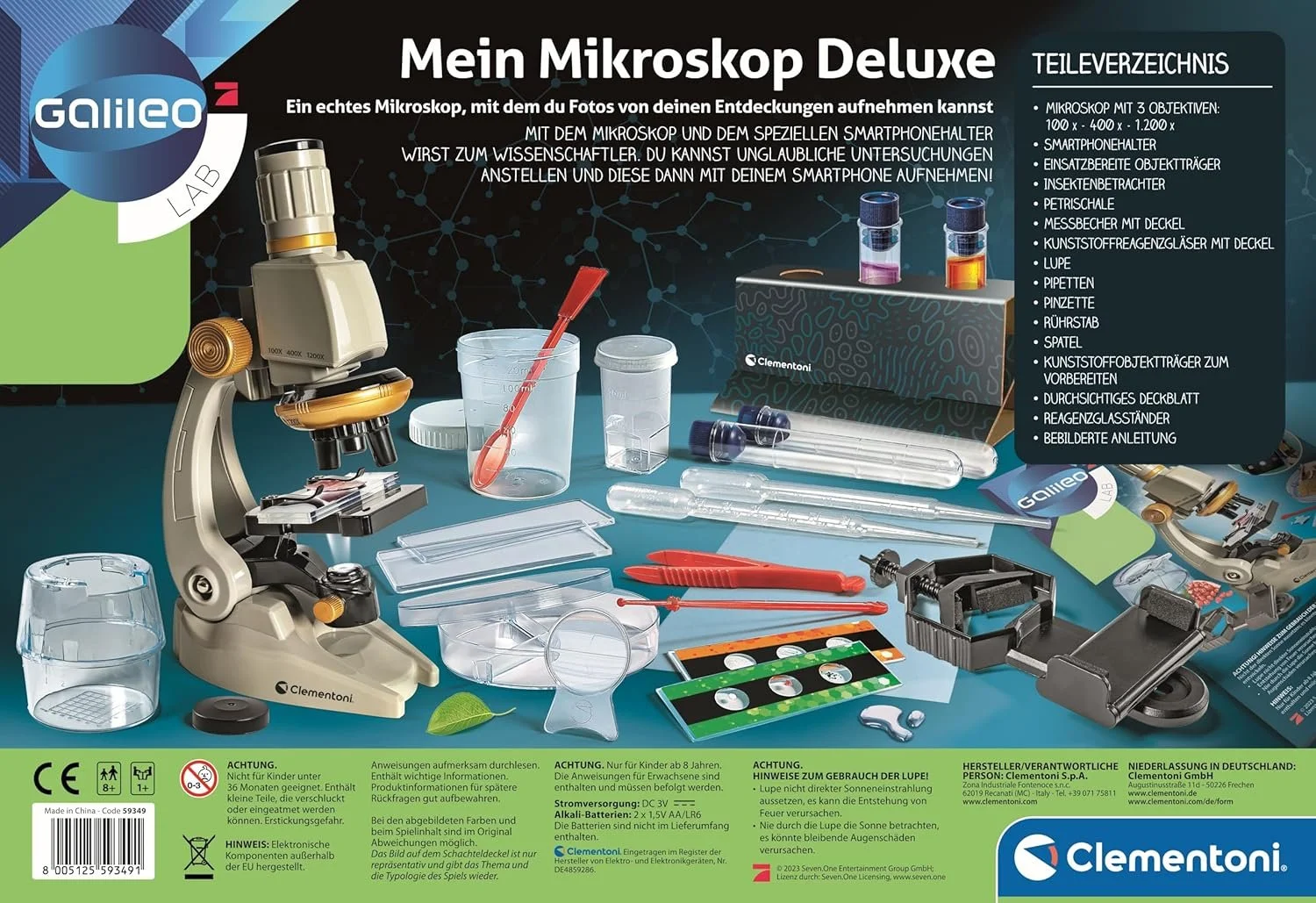 Микроскоп Clementoni Galileo LAB Mein Deluxe White, фото №6 Микроскоп Clementoni Galileo LAB Mein Deluxe White, фото №6