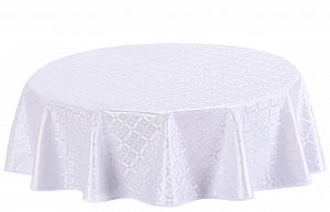 Скатертина Home Direct клейончаста кругла тиснена 140 см біла synthetic.ua - Фото 1