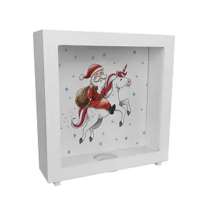 Скарбничка дерев'яна рамка Санта-Клаус на єдинорозі - Фото 1