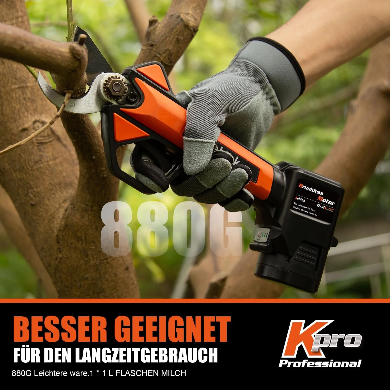 Секатор Kebtek Professional Electric 16.8 V 2 x 2500 mAh, діаметр різу 30 мм, фото №5