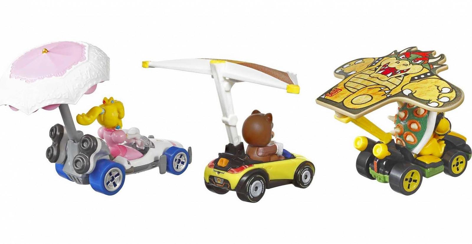 Игрушечные автомобили Hot Wheels Super Mario Kart Glider 3 шт 1:64 Поворотные колеса, фото №5