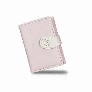 Кошелек AfitLulu Женский Маленький C Сердцем Окошком для ID Кожаный Tройной Мультяшный Принт 7 Отделений для карт розовый Modern - Фото 1