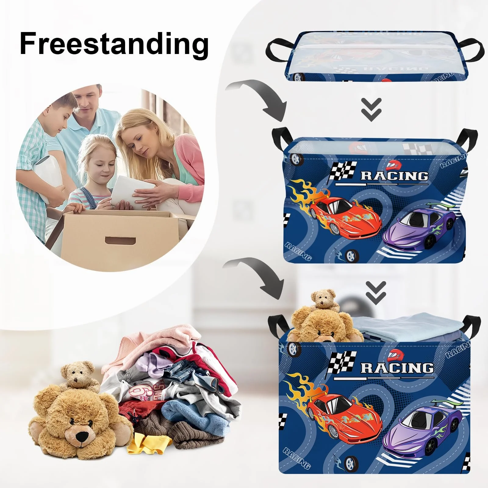 Корзина для игрушек Детская HUUMONSS Гоночная машина, голубой, 36 л, фото №3 Корзина для игрушек Детская HUUMONSS Гоночная машина, голубой, 36 л, фото №3