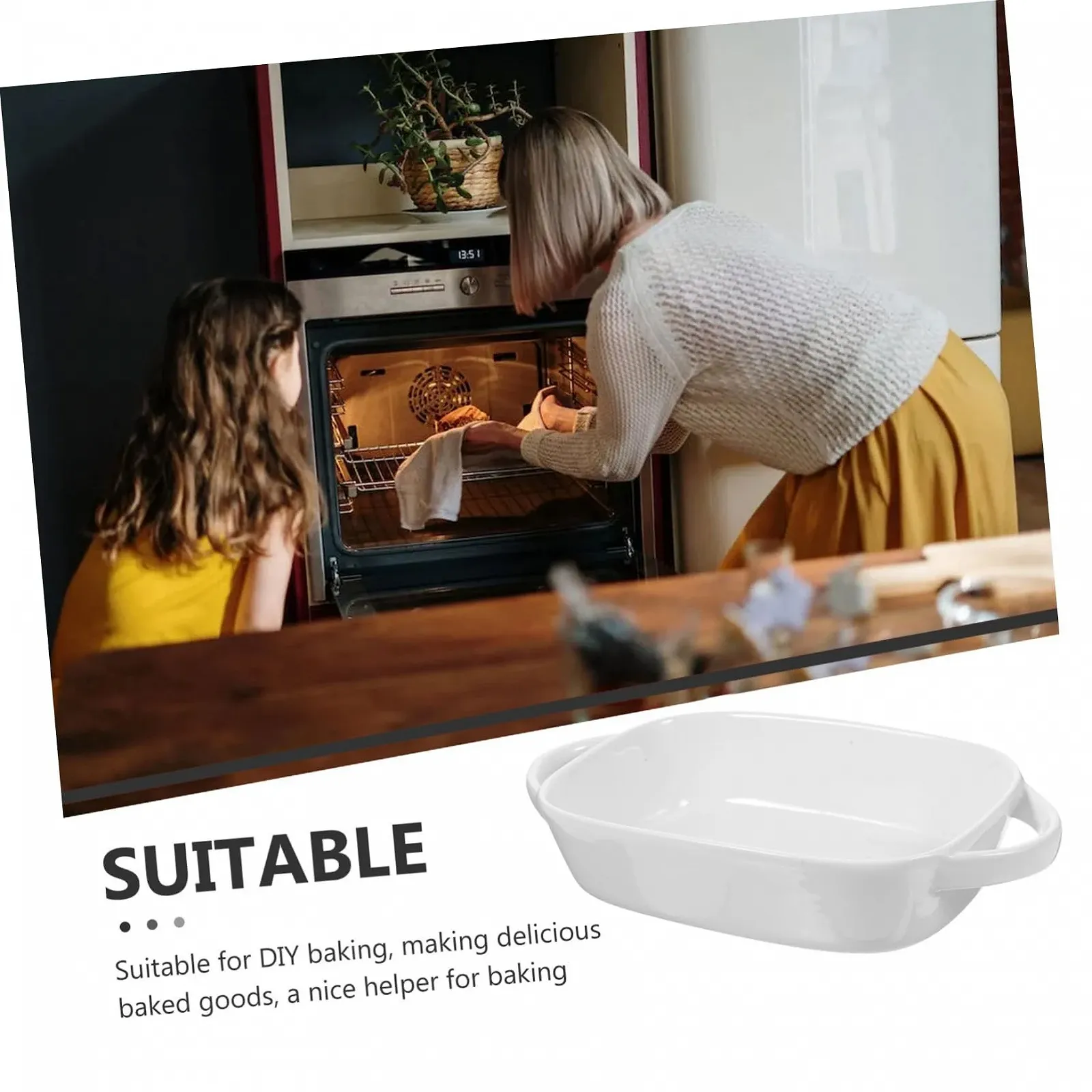 Форма для запекания керамическая прямоугольная с двойными ручками Белая, фото №4 Форма для запекания керамическая прямоугольная с двойными ручками Белая, фото №4