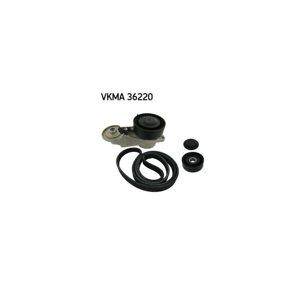 Комплект поліклинового ременя SKF VKMA 36220 для VOLVO, для автомобілів з кондиціонером, фото №1 Комплект поліклинового ременя SKF VKMA 36220 для VOLVO, для автомобілів з кондиціонером, фото №1