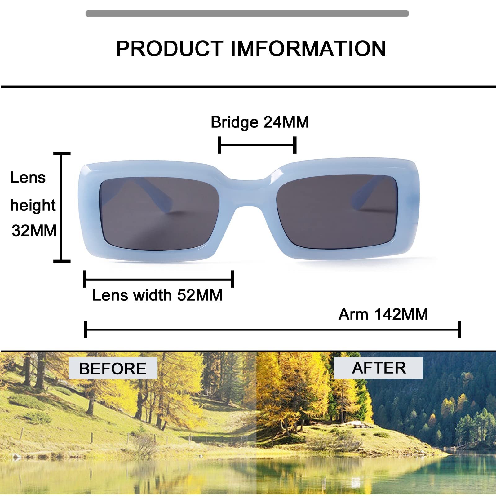 Сонцезахисні окуляри прямокутні Ggpyyon для жінок і чоловіків, трендові, ретро, 90-х, вінтажні, захист UV 400, квадратна оправа, фото №3 Сонцезахисні окуляри прямокутні Ggpyyon для жінок і чоловіків, трендові, ретро, 90-х, вінтажні, захист UV 400, квадратна оправа, фото №3