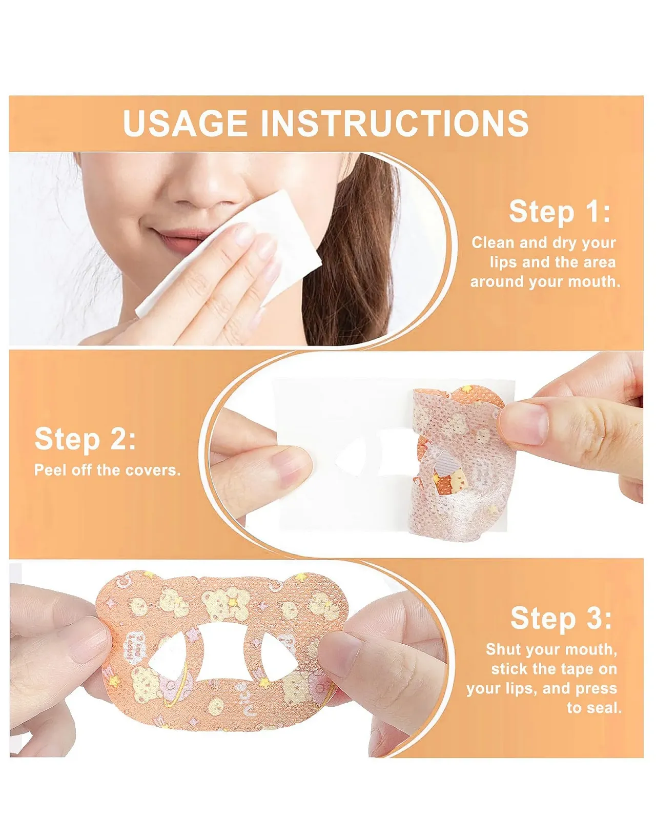 Пластирі для рота для жінок для сну, для подолання дихання ротом, фото №4