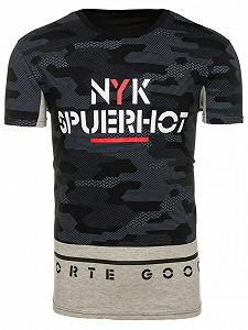 Футболка мужская удлиненная Черный камуфляж synthetic.ua - Фото 1