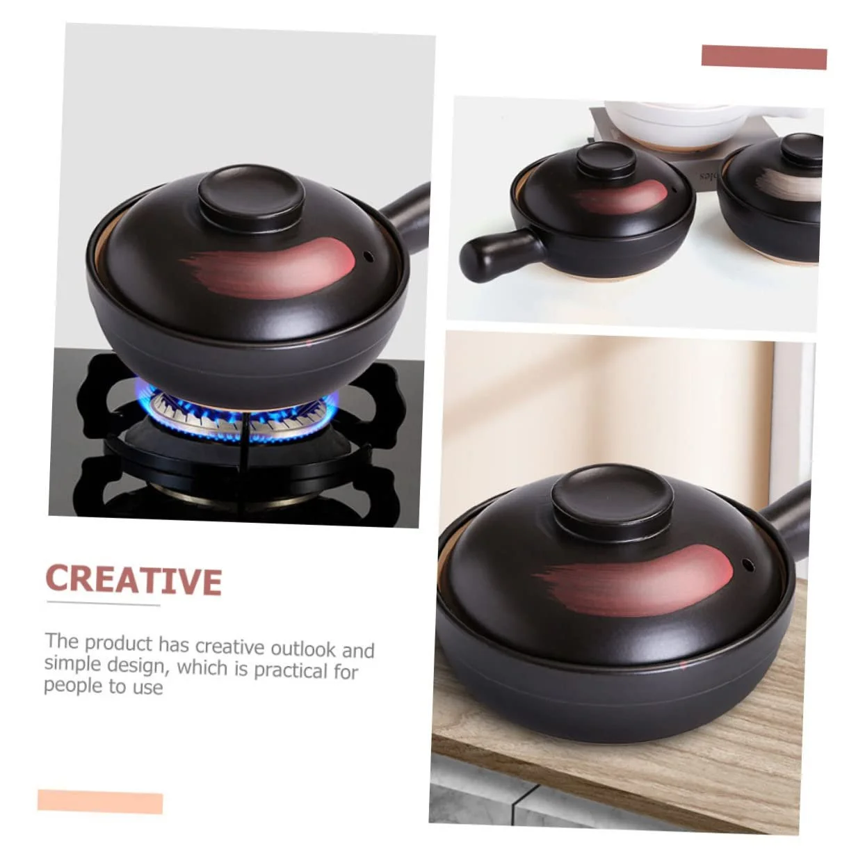 Кастрюля глиняная для газовой плиты маленькая с ручкой, фото №5