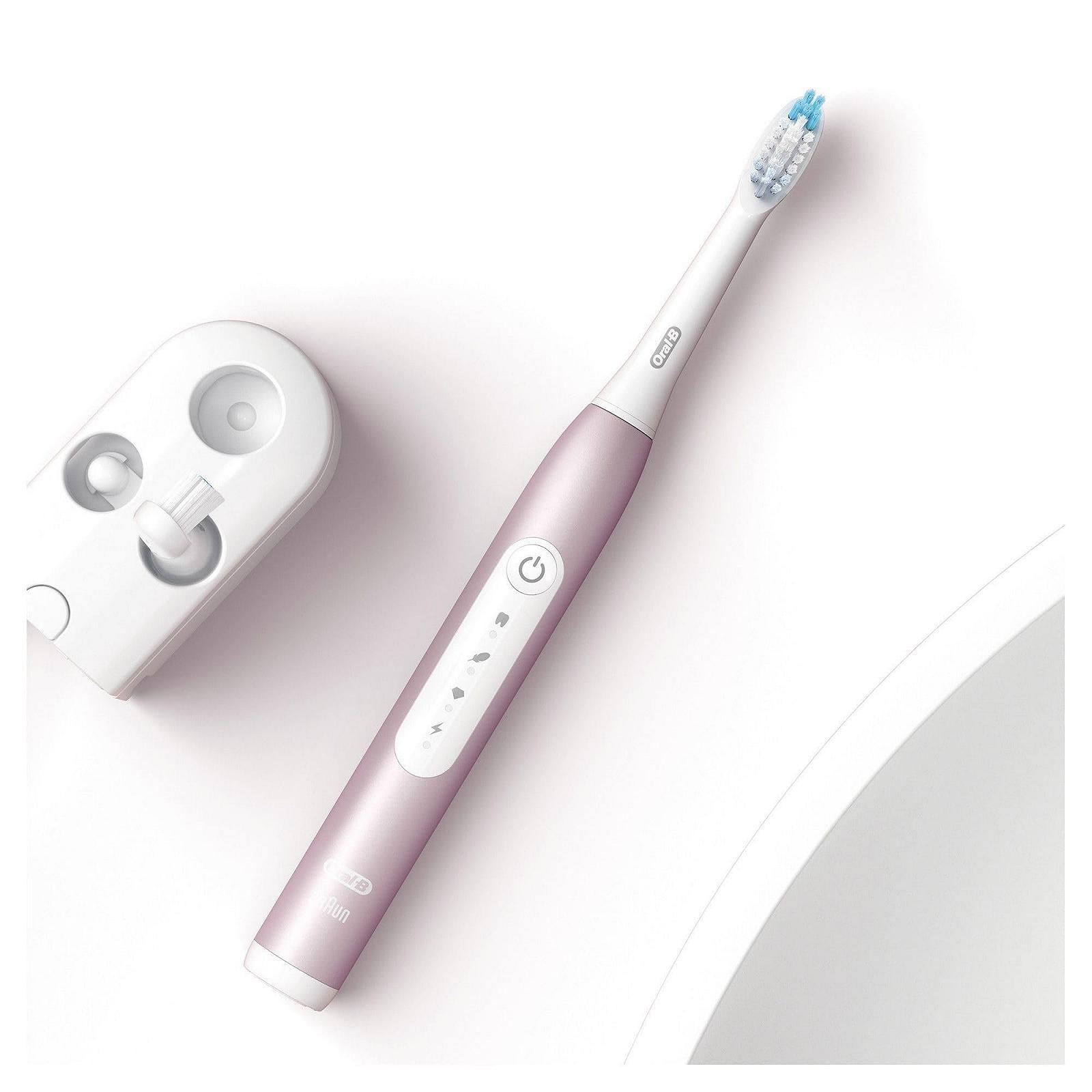 Звукова зубна щітка Oral-B Pulsonic Slim Luxe 4900, подвійна упаковка, 2 змінні насадки, 3 режими чищення, чорний/рожеве золото, фото №6