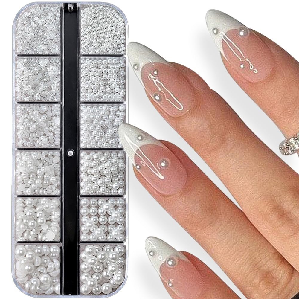 Набор для дизайна ногтей 3D Белые Жемчужины Круглые и Полукруглые Жемчужины, фото №1 Набор для дизайна ногтей 3D Белые Жемчужины Круглые и Полукруглые Жемчужины, фото №1