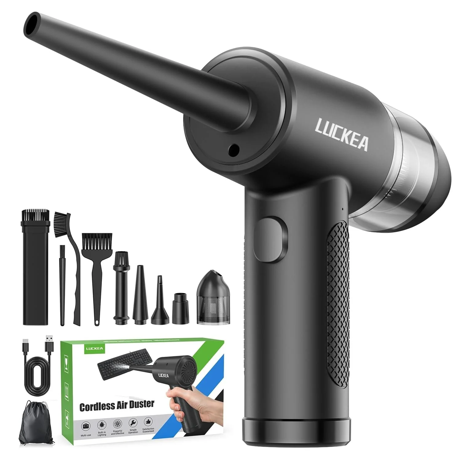 Электрический очиститель воздуха 3-скоростной 6000 mAh с насадками и щетками, фото №1 Электрический очиститель воздуха 3-скоростной 6000 mAh с насадками и щетками, фото №1