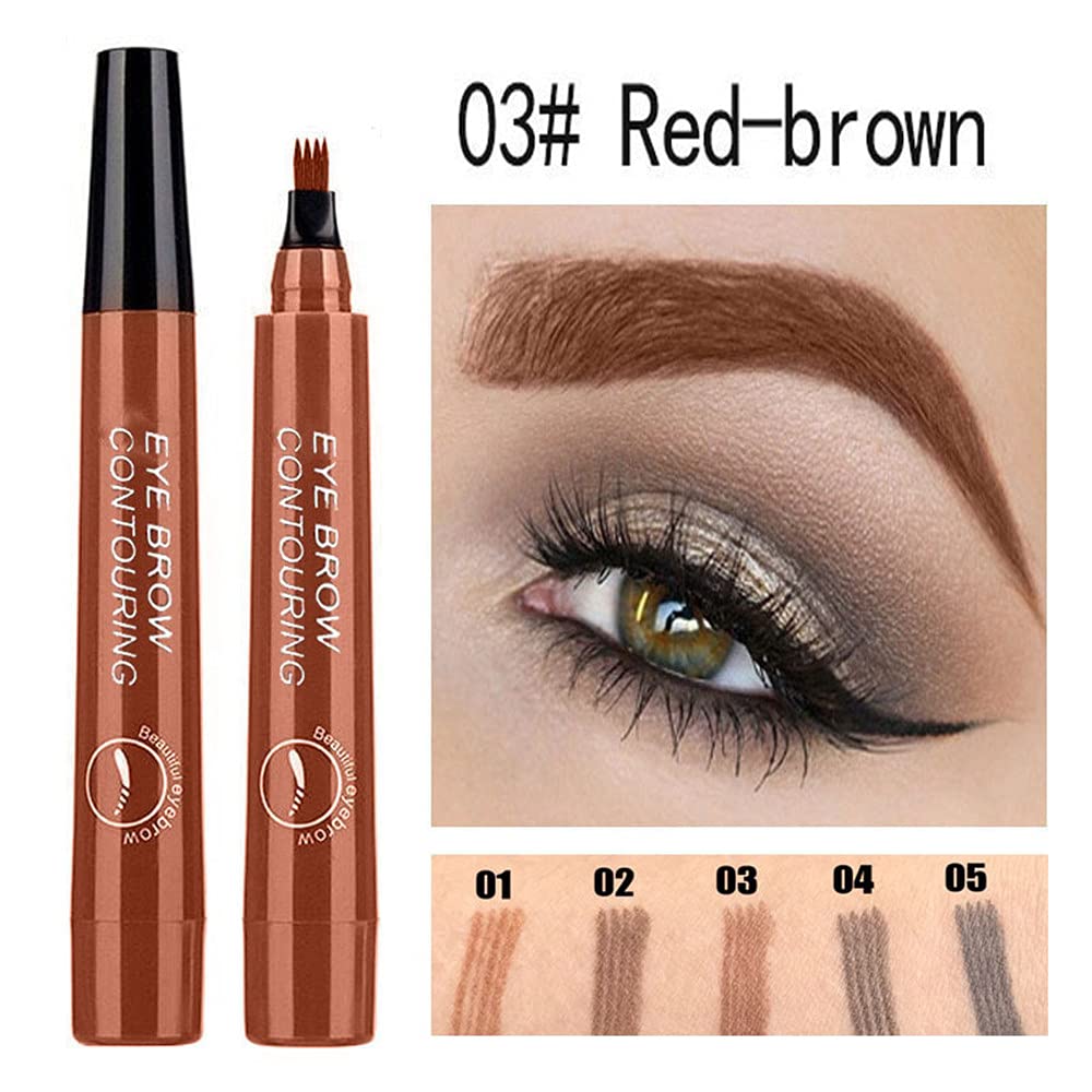 Олівець для брів Microblading Червоний Коричневий 4-наконечники, фото №2