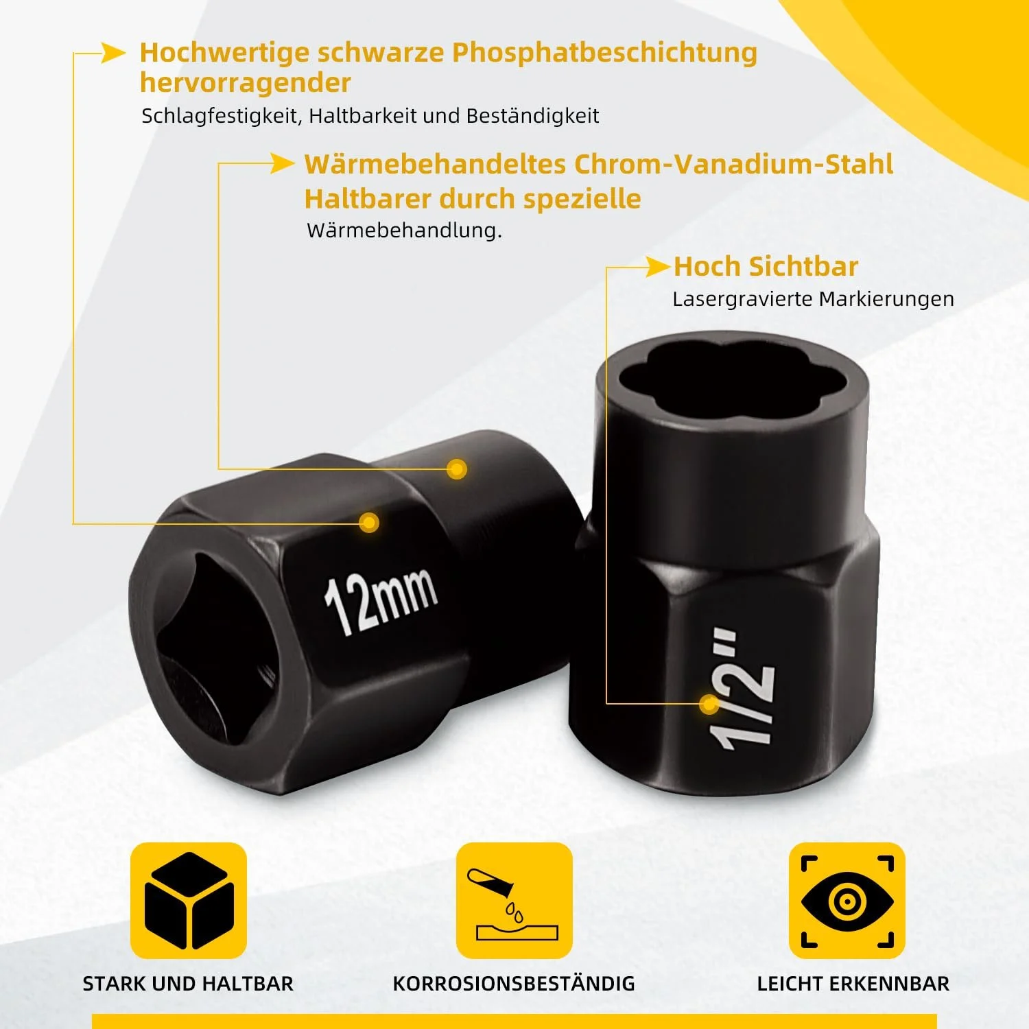 Набір ударних викруток з екстракторами AKM 3/8" 21 одиниця S2 сталь, фото №5