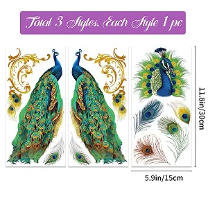 Наклейки-декори GLOBLELAND Peacock Motif 3 шт. 15 x 30 см synthetic.ua - Фото 1