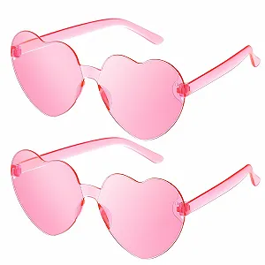 Солнцезащитные очки Weewooday Сердцевидные Без оправы Розовый (2 пары) - Фото 1
