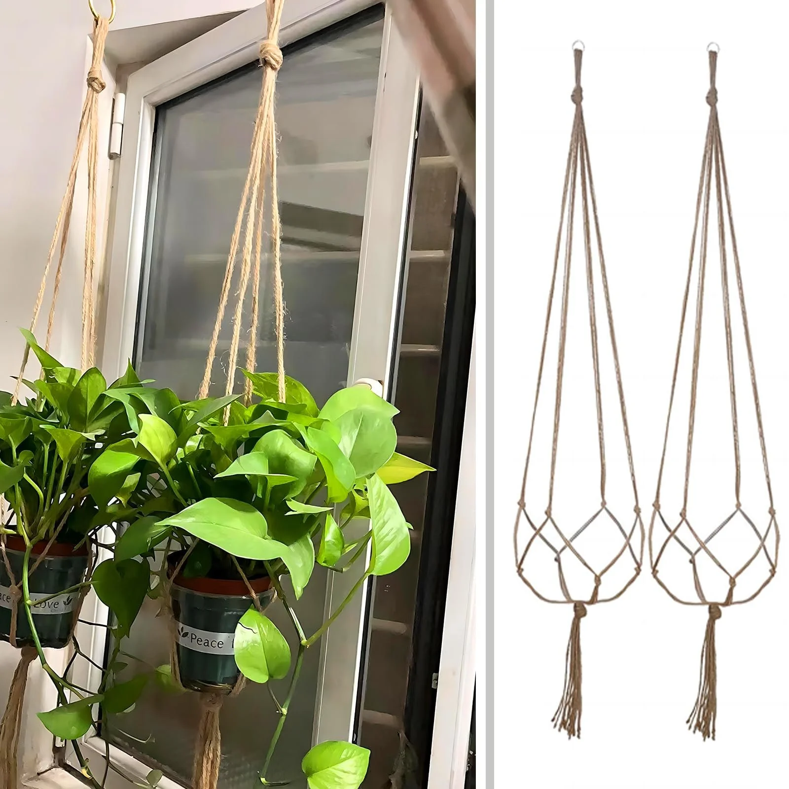 Підвісні тримачі для рослин макраме 122 см 2 шт. Набір, фото №7 Підвісні тримачі для рослин макраме 122 см 2 шт. Набір, фото №7