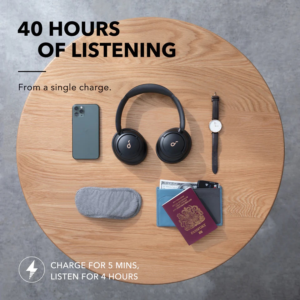 Наушники Anker SoundCore Life Q30 Black Hi-Res Audio ANC BT5 40H NFC, фото №7