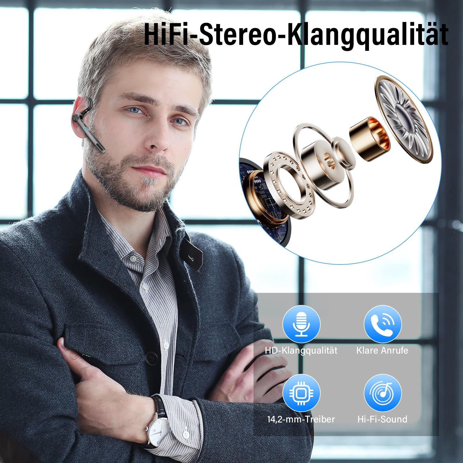 Bluetooth Гарнитура Беспроводная Hands-Free Phone 5.3 Черный, фото №3