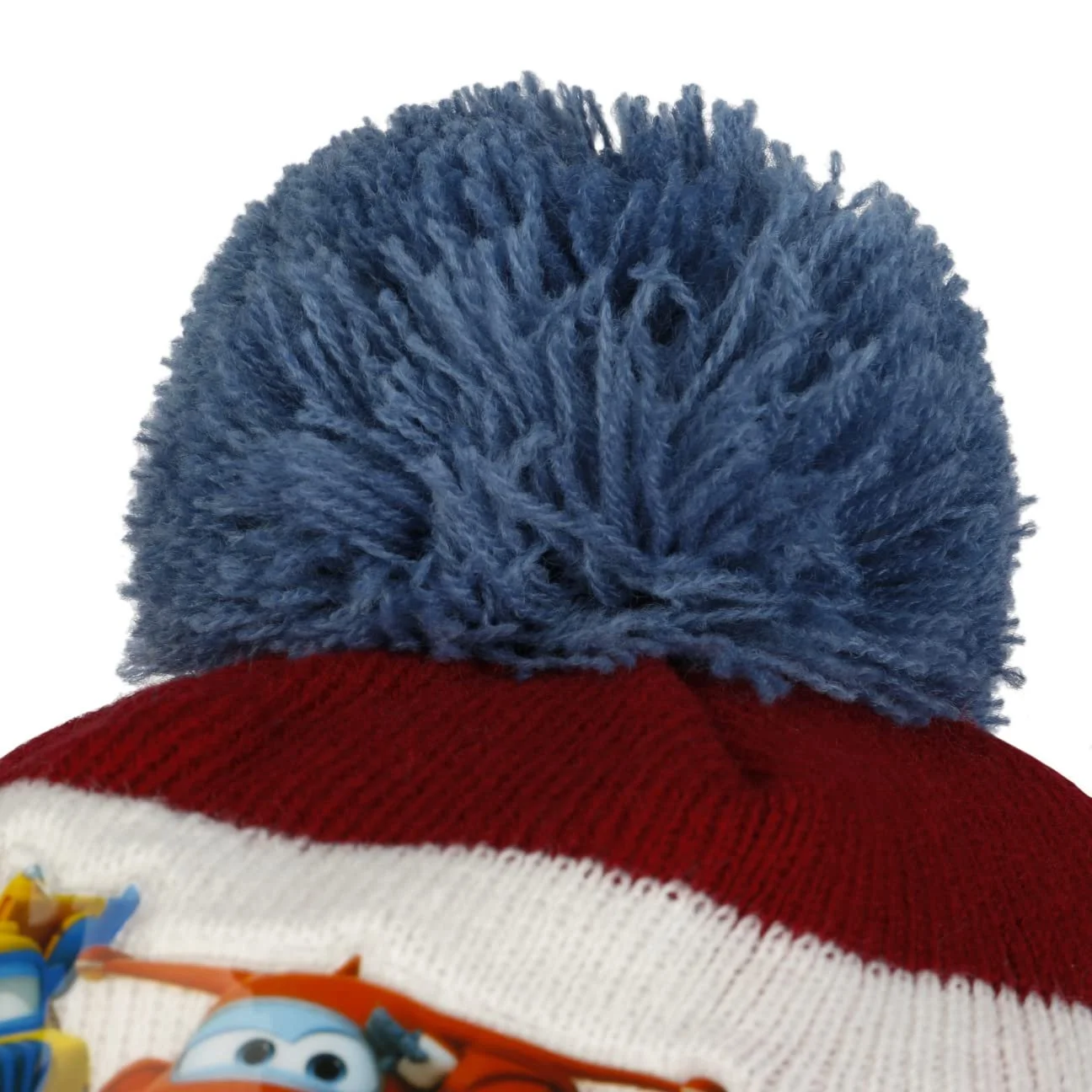 Вязаная детская шапка с помпоном Super Wings Hutshopping darkred, фото №5