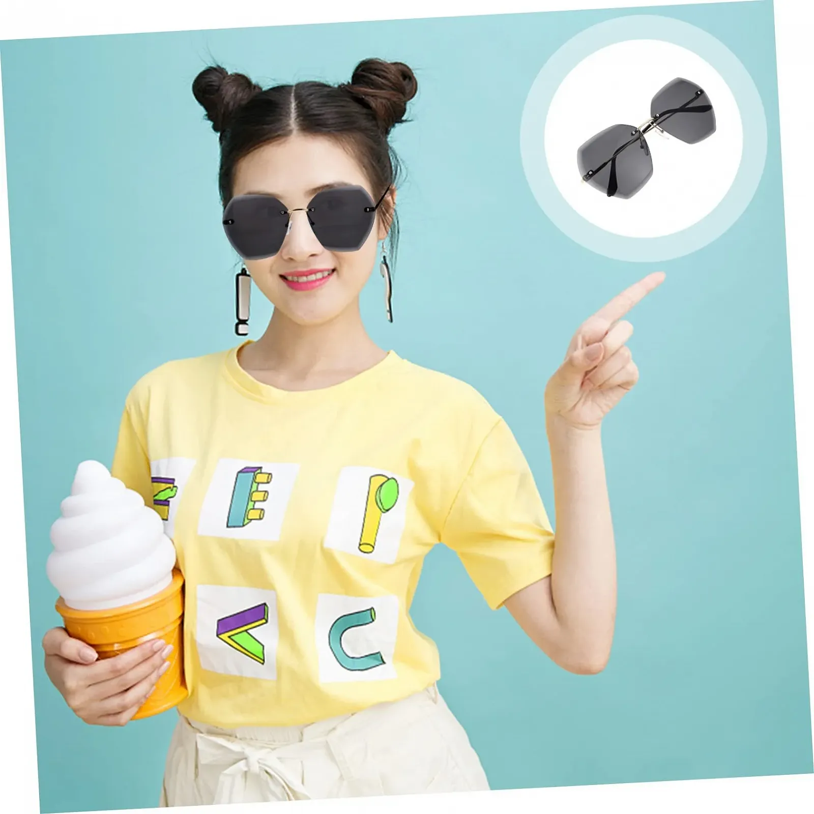 Солнцезащитные очки PACKOVE Геометрические Различные цвета, 3 шт, фото №3