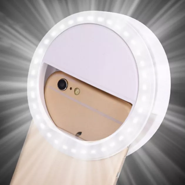 Светодиодное селфи кольцо Selfie Ring Light с USB зарядкой Белый, фото №7