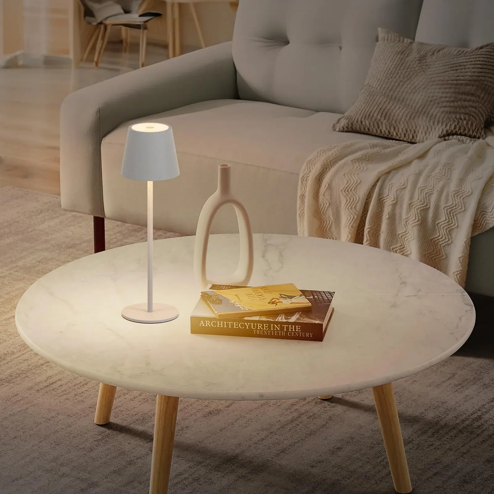 Настільна лампа LED Klighten Набір з 2 шт. Димована Акумулятор USB-C 3000 К IP54 Алюміній Пісочно-сірий, фото №7