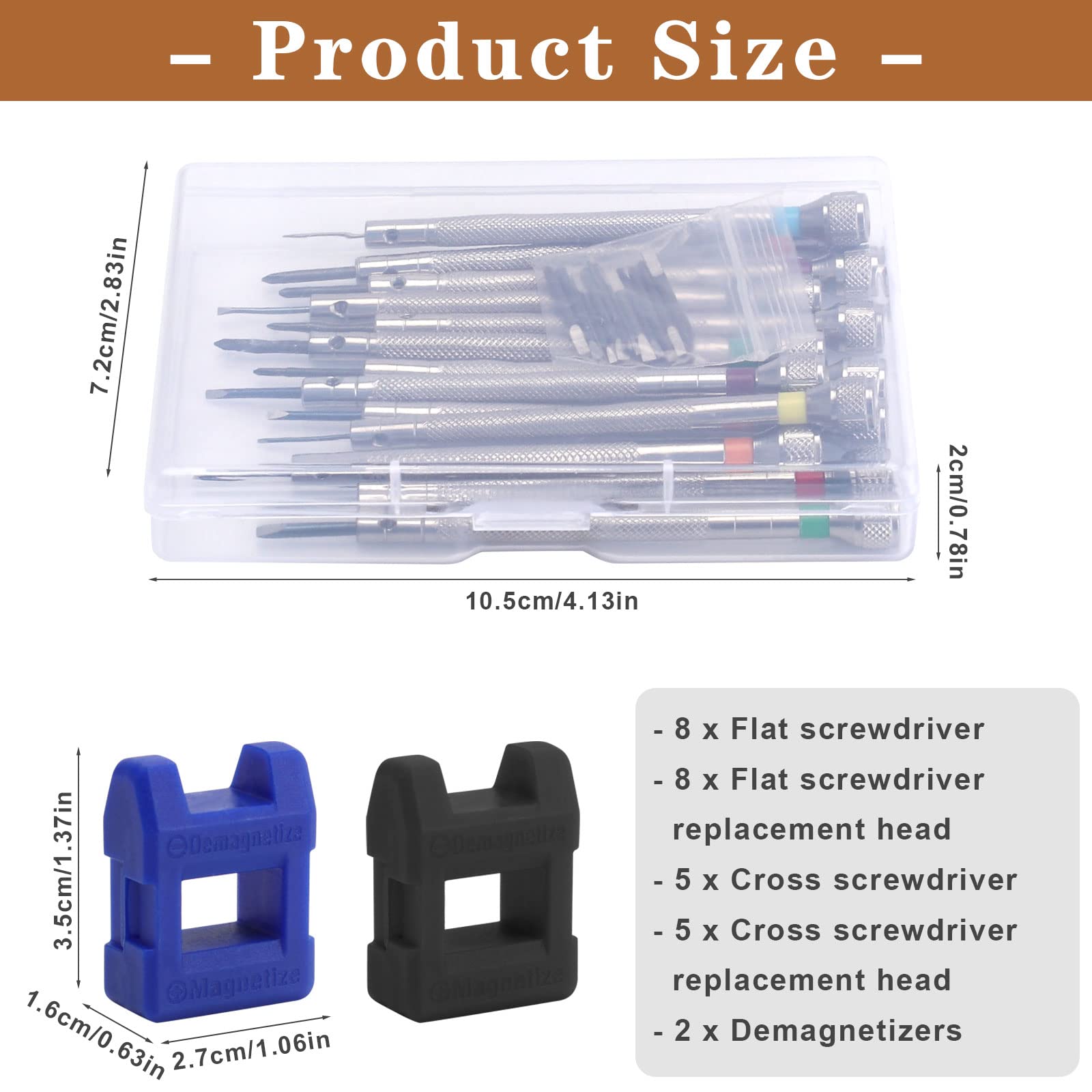 Набір викруток Anruyi 13 шт від 0.6 мм до 2.0 мм з демагнітизатором і коробкою, фото №3