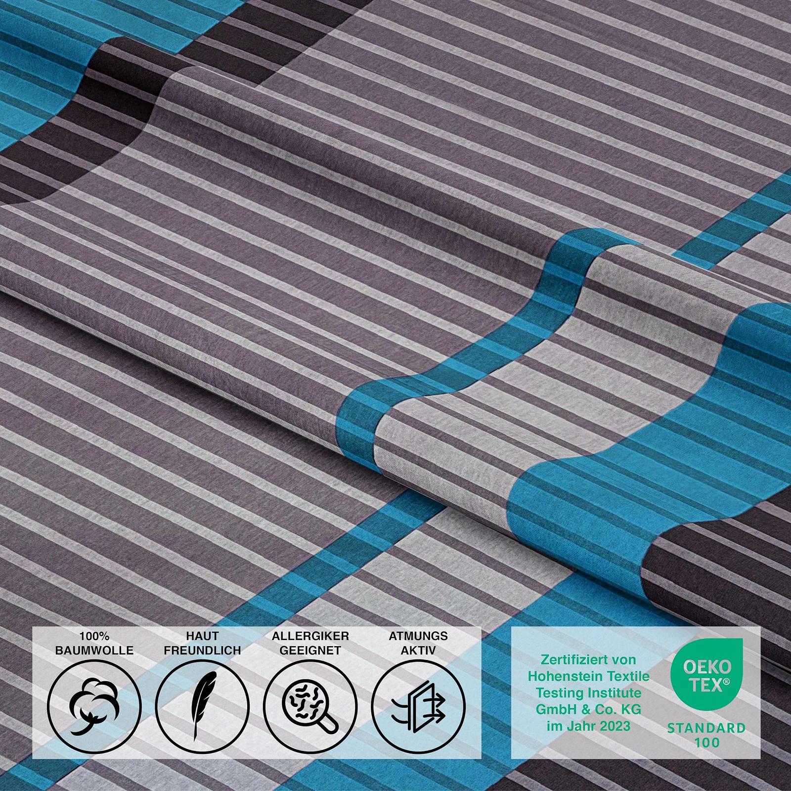 Постільна білизна Class Home Collection, 135 x 200 см, бавовна Renforcé, комплект з 2 предметів із блискавкою, Wind Blue, фото №5