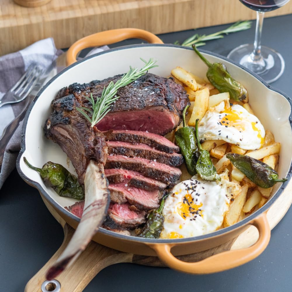 Сковорода Mahlzeit Cast Iron Enamelled Діаметр 29 см Sunny Orange Чавун з двома ручками та двома носиками, фото №2