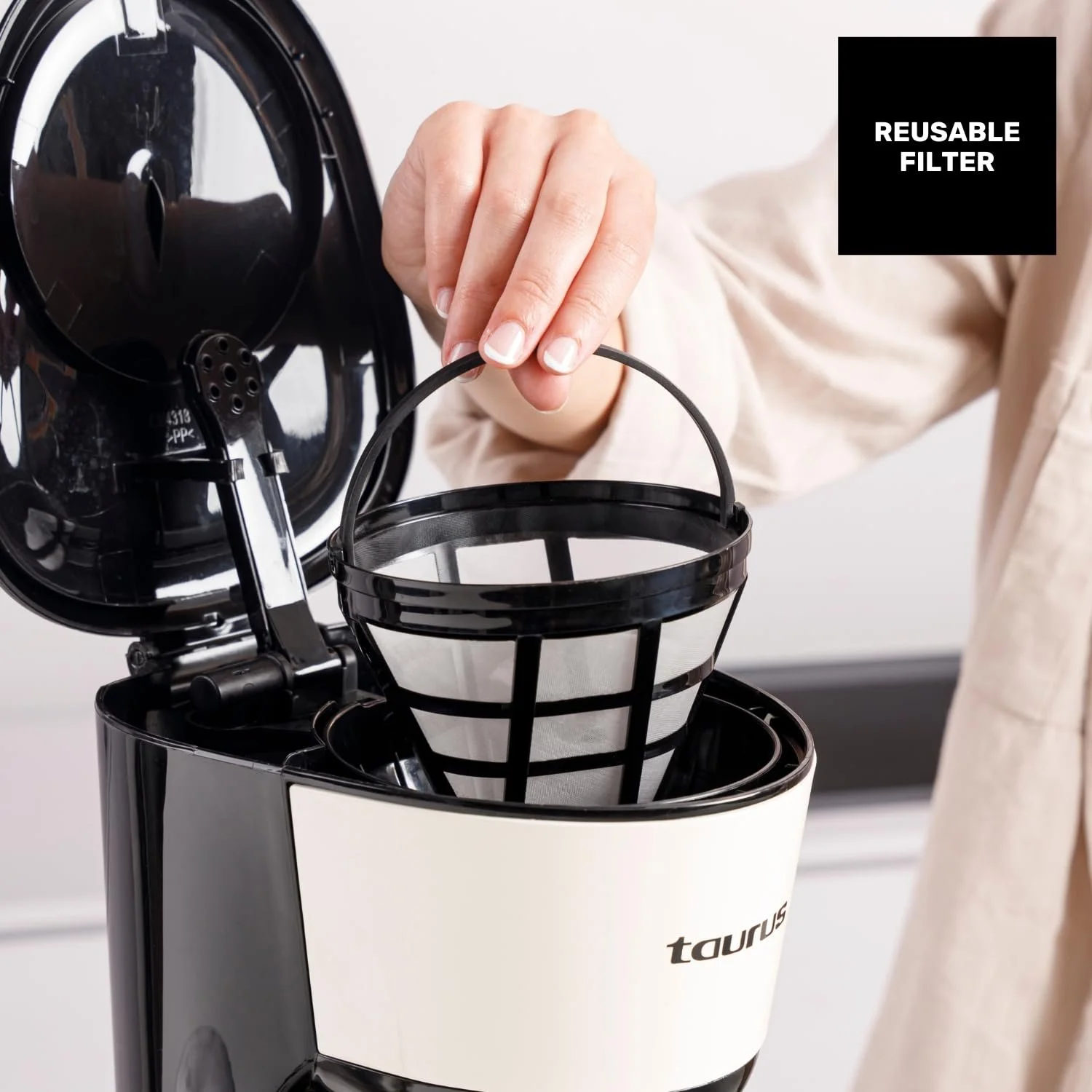 Капельная кофеварка Taurus Verona Vintage 12 чашек 1000 Вт Кремовый, фото №3