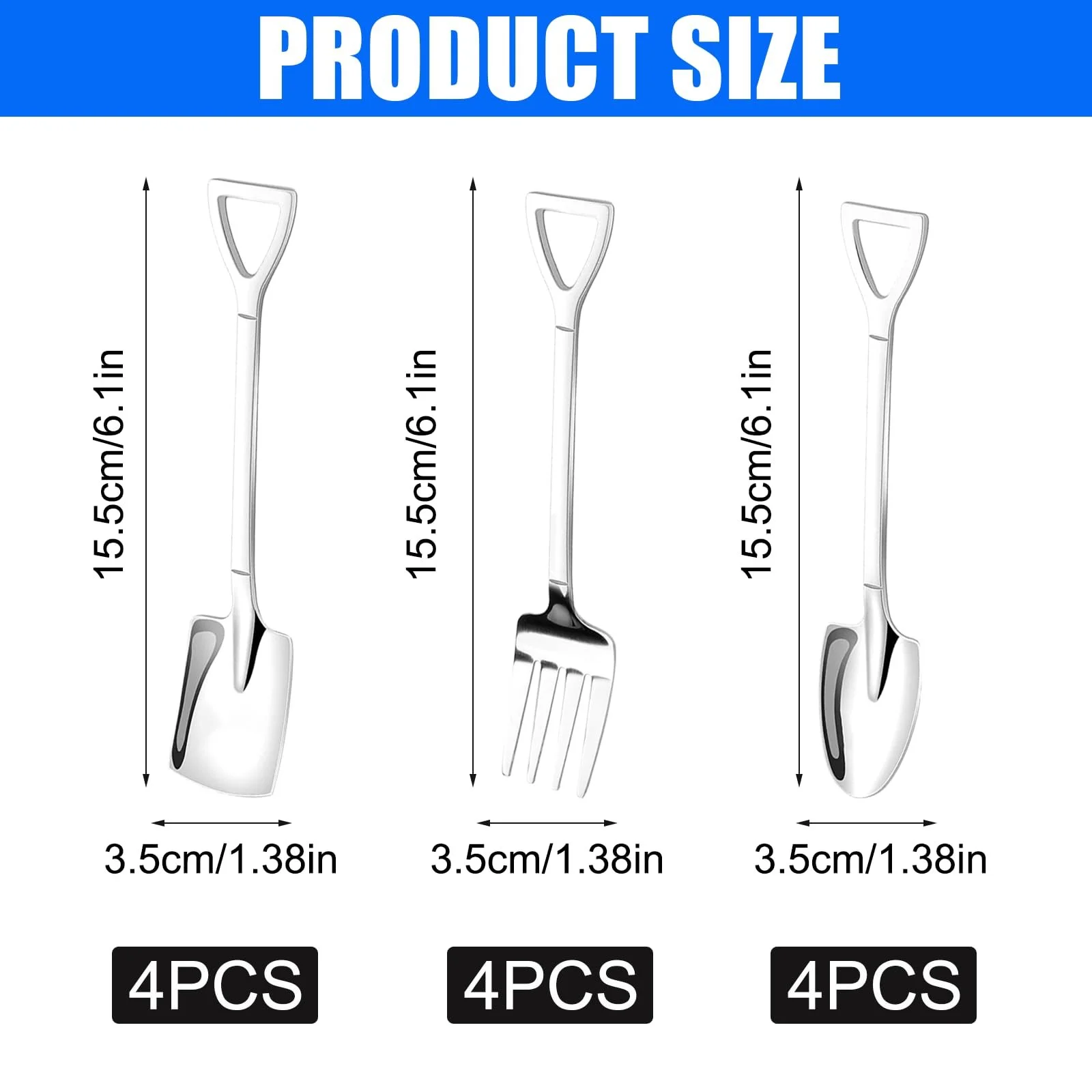 Ложка-виделка лопатка з нержавіючої сталі, 12 шт., фото №2 Ложка-виделка лопатка з нержавіючої сталі, 12 шт., фото №2