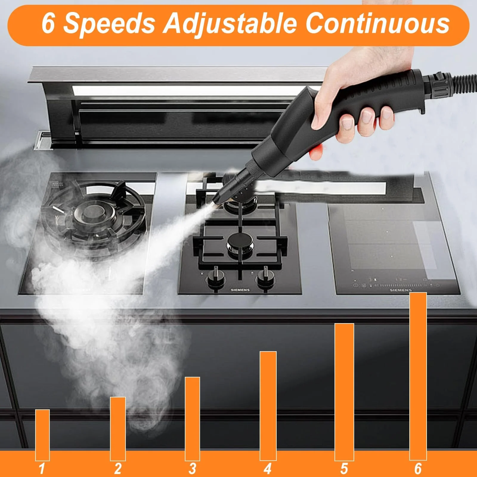 Пароочиститель ручной 2500 W 1.2 л 6 уровней 3 бар портативный, фото №5 Пароочиститель ручной 2500 W 1.2 л 6 уровней 3 бар портативный, фото №5