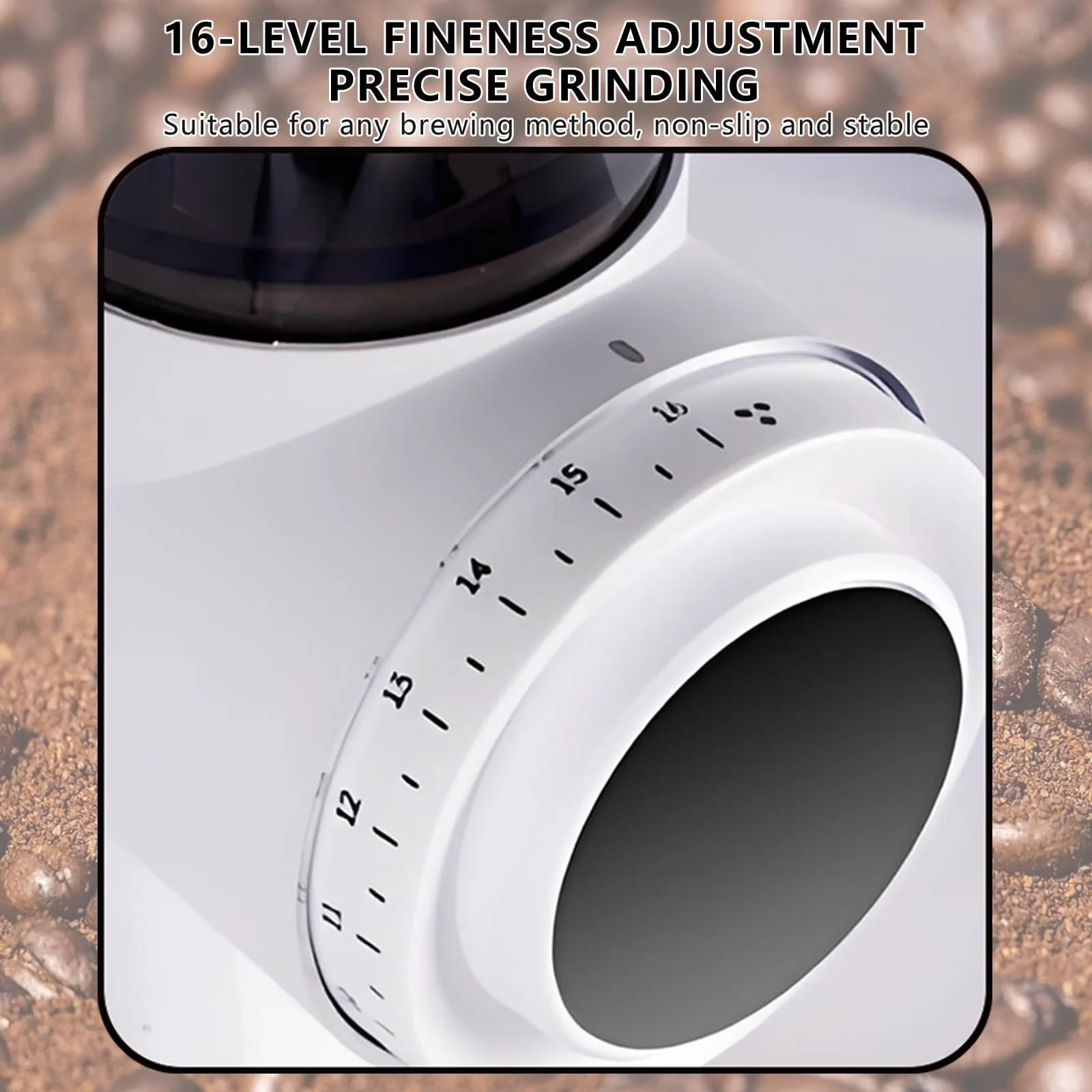 Кофемолка Эспрессо, алюминиевый сплав, модель 60 мм, плоский помол, нержавеющая сталь, 100 г, белый, фото №3