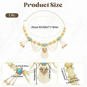 Пояс-цепочка на талию Boho GORGECRAFT Золотистый Многослойный Кисточка Монета Бирюзовый Страз Подвеска Винтажный Богемный Сплав Регулируемый Цепочка для тела Живот Платье Аксессуары для талии synthetic.ua - Фото 1