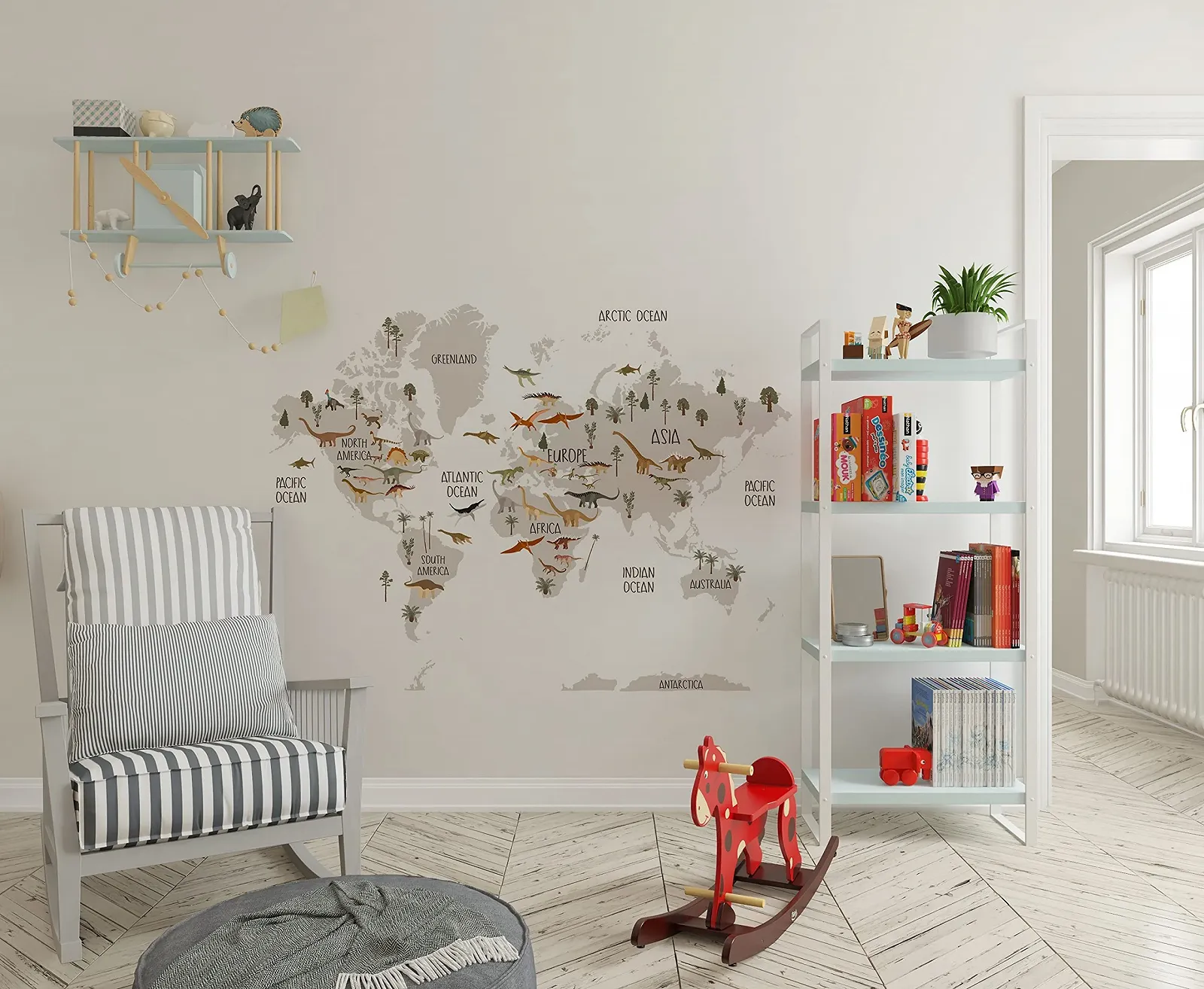 Наклейка на стену Dinosaur Wall Map Динозавры Jurassic World, фото №6