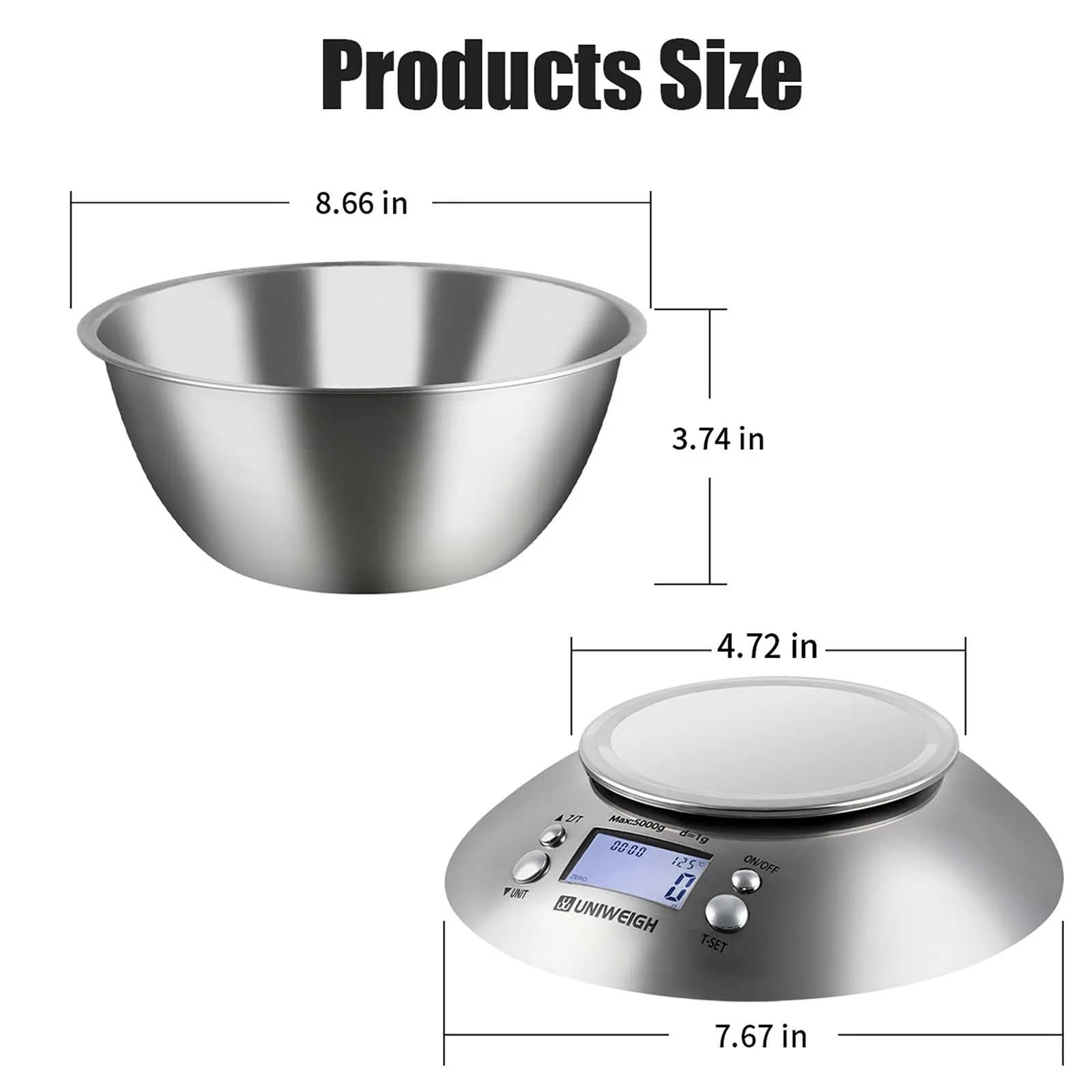 Кухонні ваги Bowl Digital 2.15 L Stainless Steel 5 kg, фото №5 Кухонні ваги Bowl Digital 2.15 L Stainless Steel 5 kg, фото №5