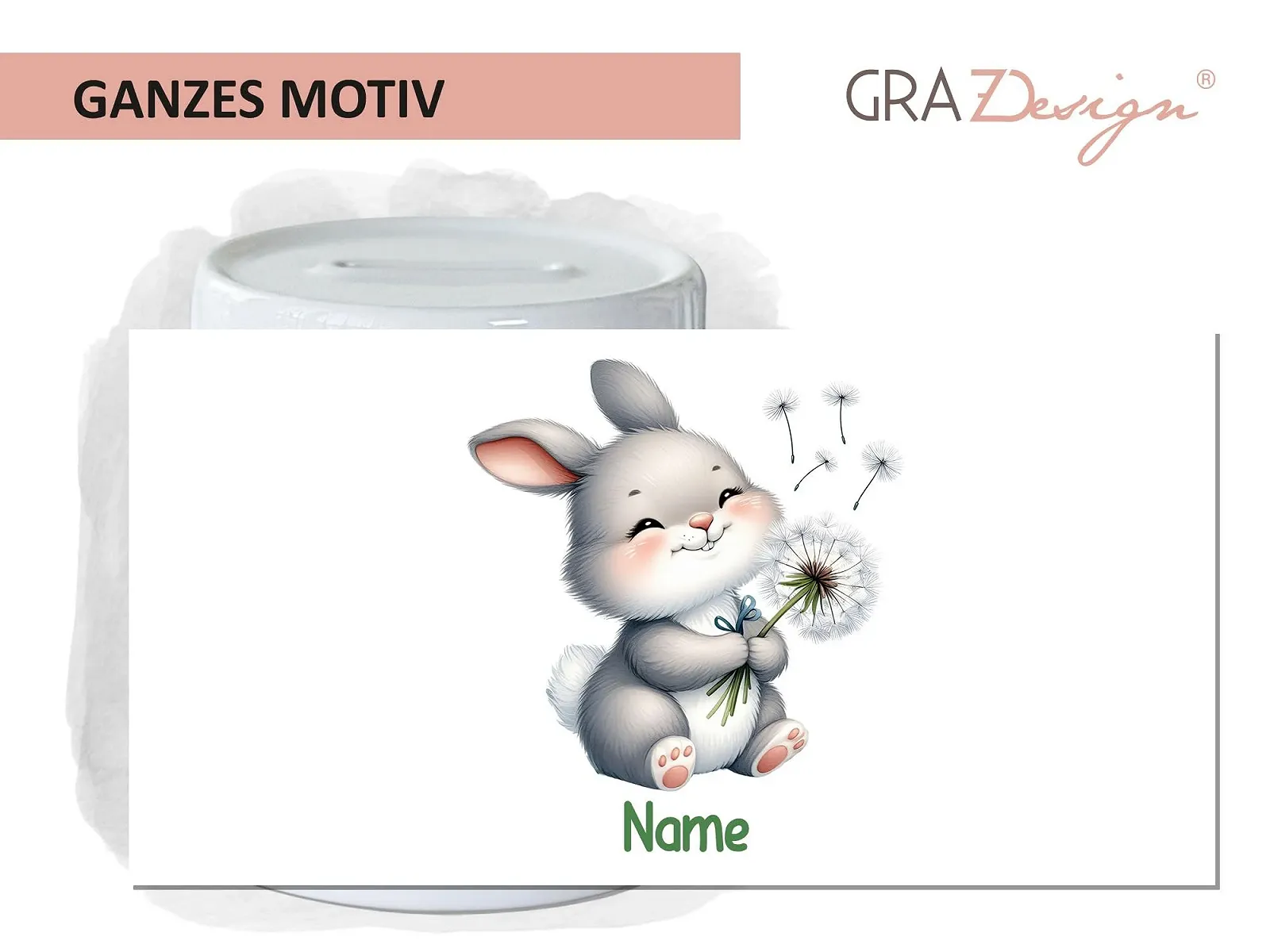 Скарбничка GRAZDesign дитяча персоналізована з кроликом, фото №2