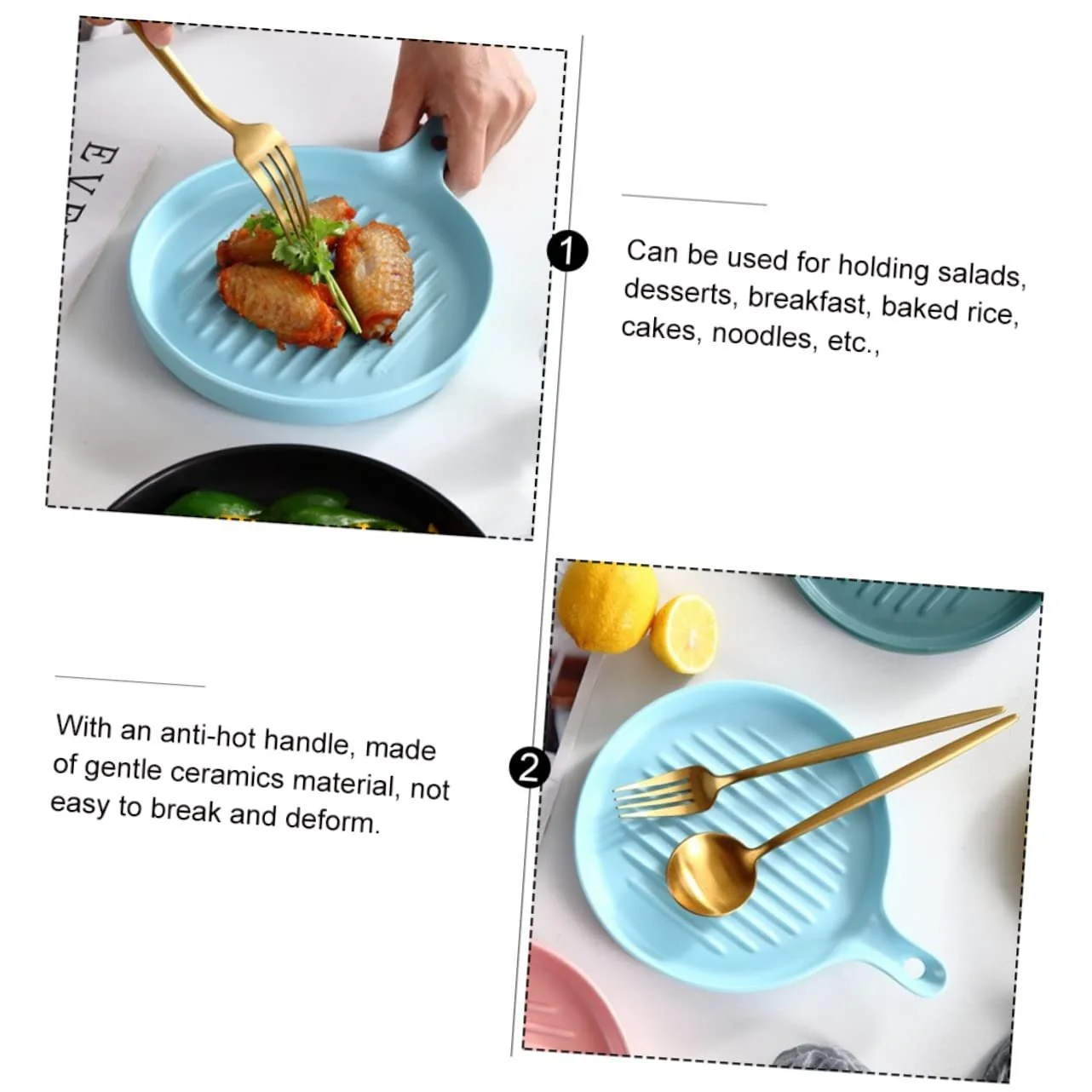 Форма для запекания Zerodeko с ручкой керамическая голубая, фото №9 Форма для запекания Zerodeko с ручкой керамическая голубая, фото №9