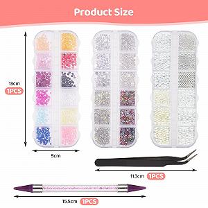 Стразы для ногтей Блестящие камни Набор для ногтей 36 шт. 3D украшения для ногтей с пинцетом и ручкой для сверления Плоская задняя часть для ногтей Одежда Лицо Поделки synthetic.ua - Фото 1