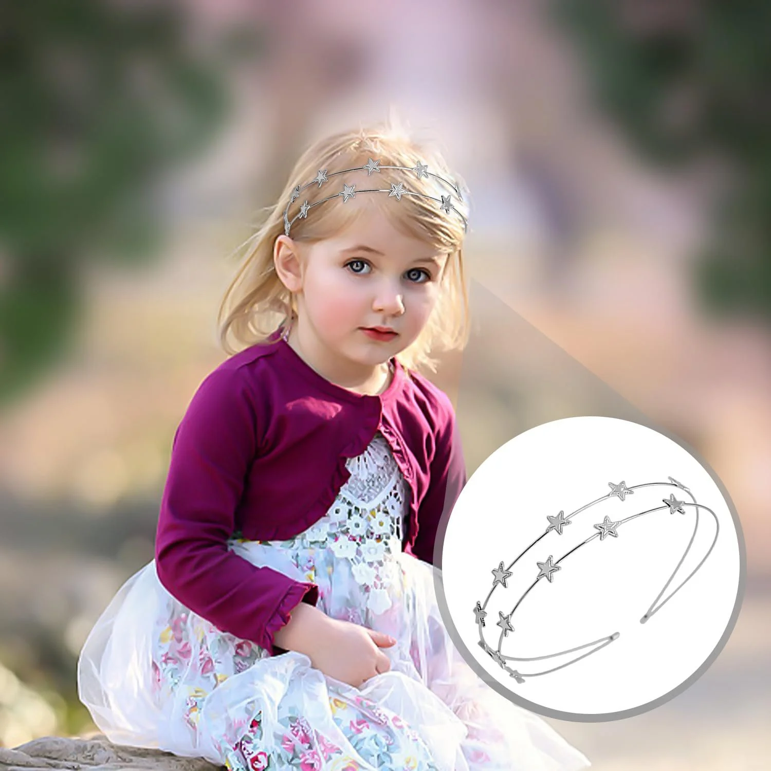 Обруч Зірка Подвійний Ряд Сріблястий, фото №6