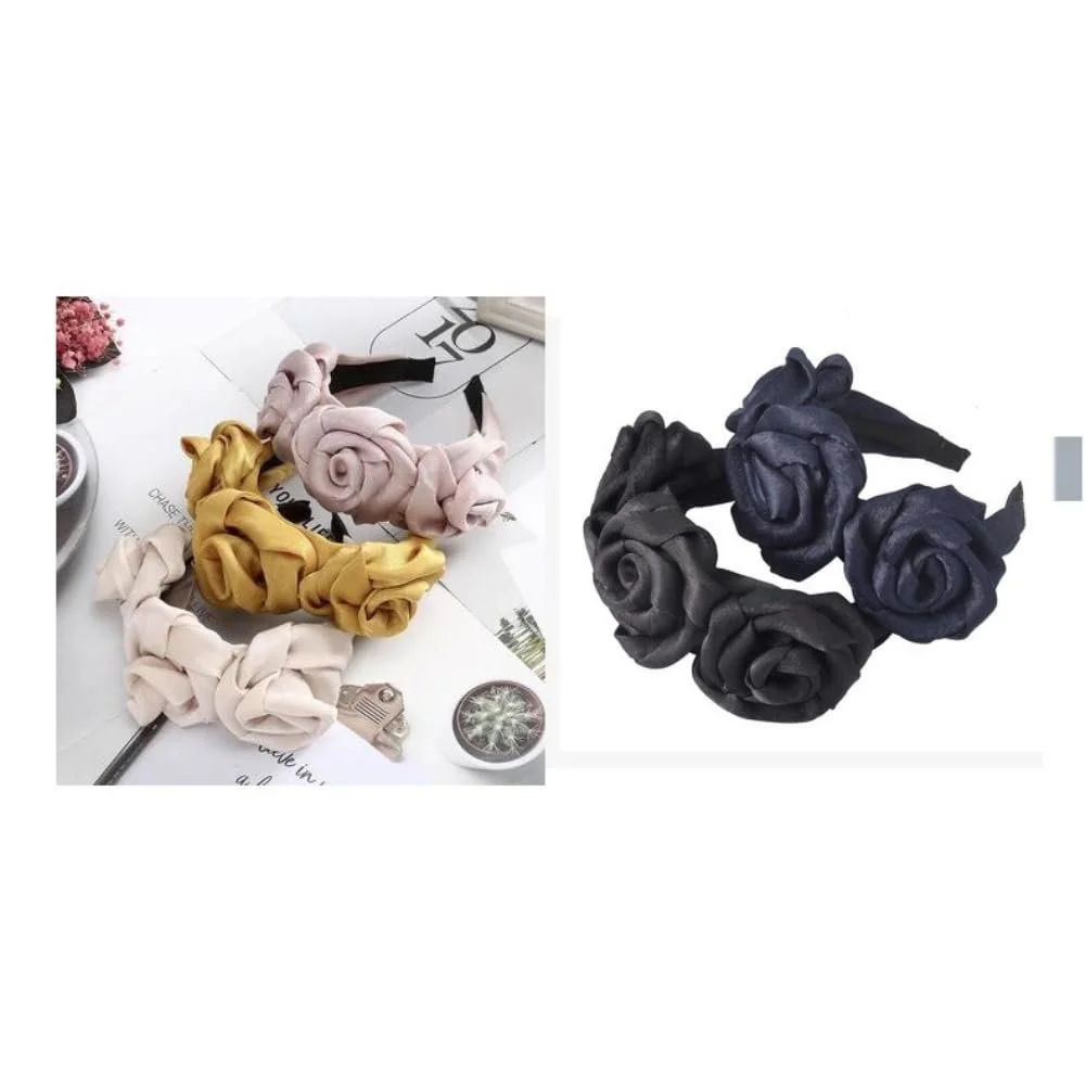 Обруч для волосся з трояндою, Бежевий, фото №4