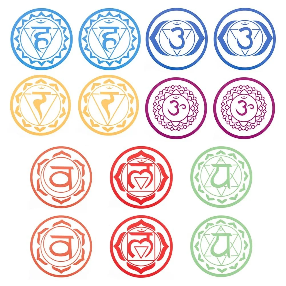 Наклейки на стіну FINGERINSPIRE Сім чакр 14 шт. 17 см Круглі Водостійкі Самоклейні, фото №1 Наклейки на стіну FINGERINSPIRE Сім чакр 14 шт. 17 см Круглі Водостійкі Самоклейні, фото №1