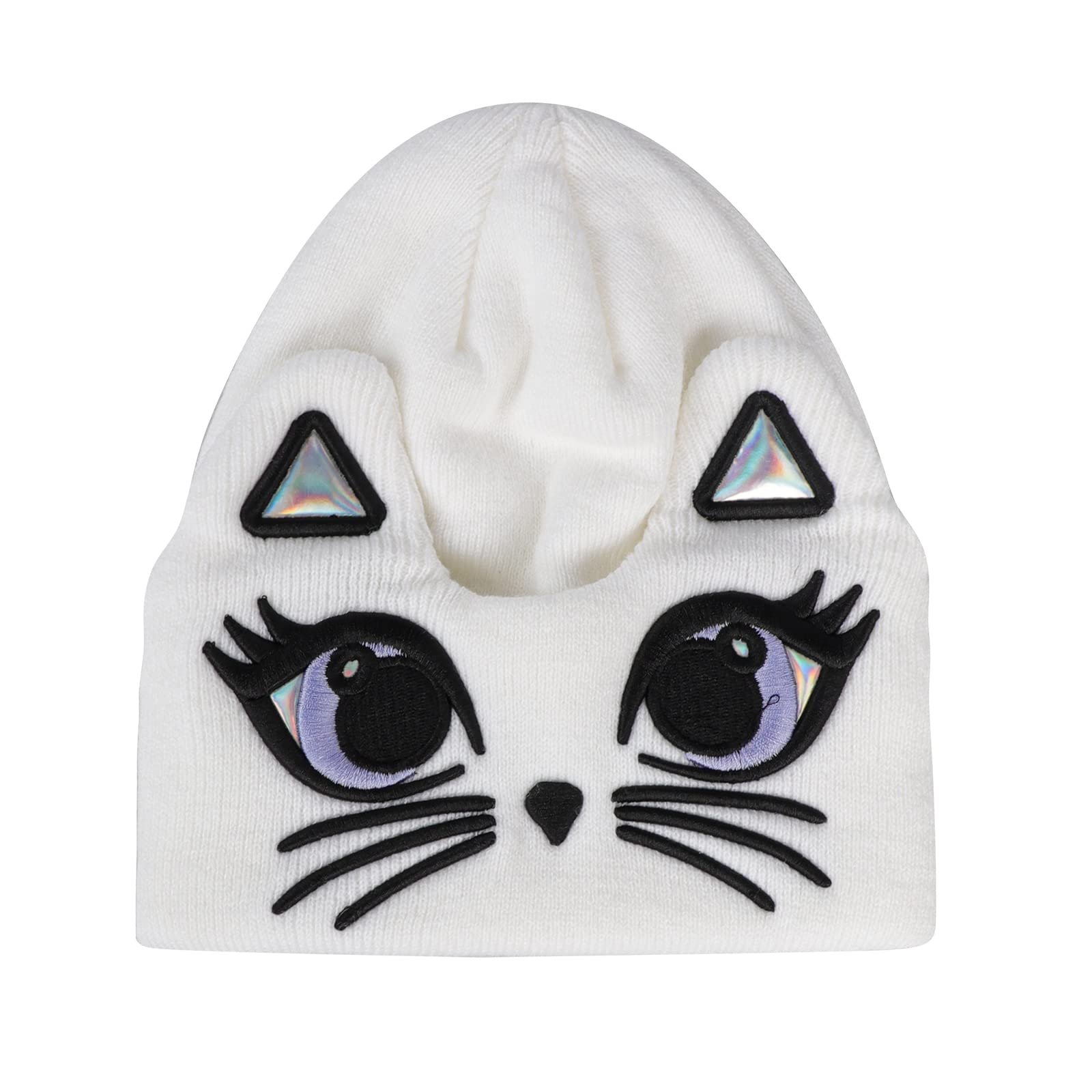 Мила тепла в'язана шапка з котячими вушками Зимова, фото №1