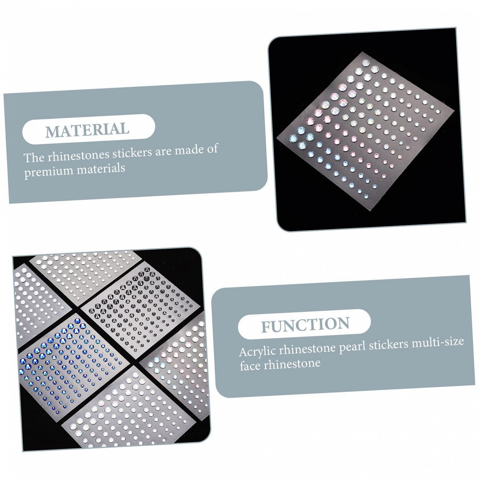 Стразы Наклейки для ногтей Healeved 6 листов для лица и тела, самоклеящиеся, для макияжа, DIY украшения без клея для ногтей, рамок, телефонов и подарков, фото №6