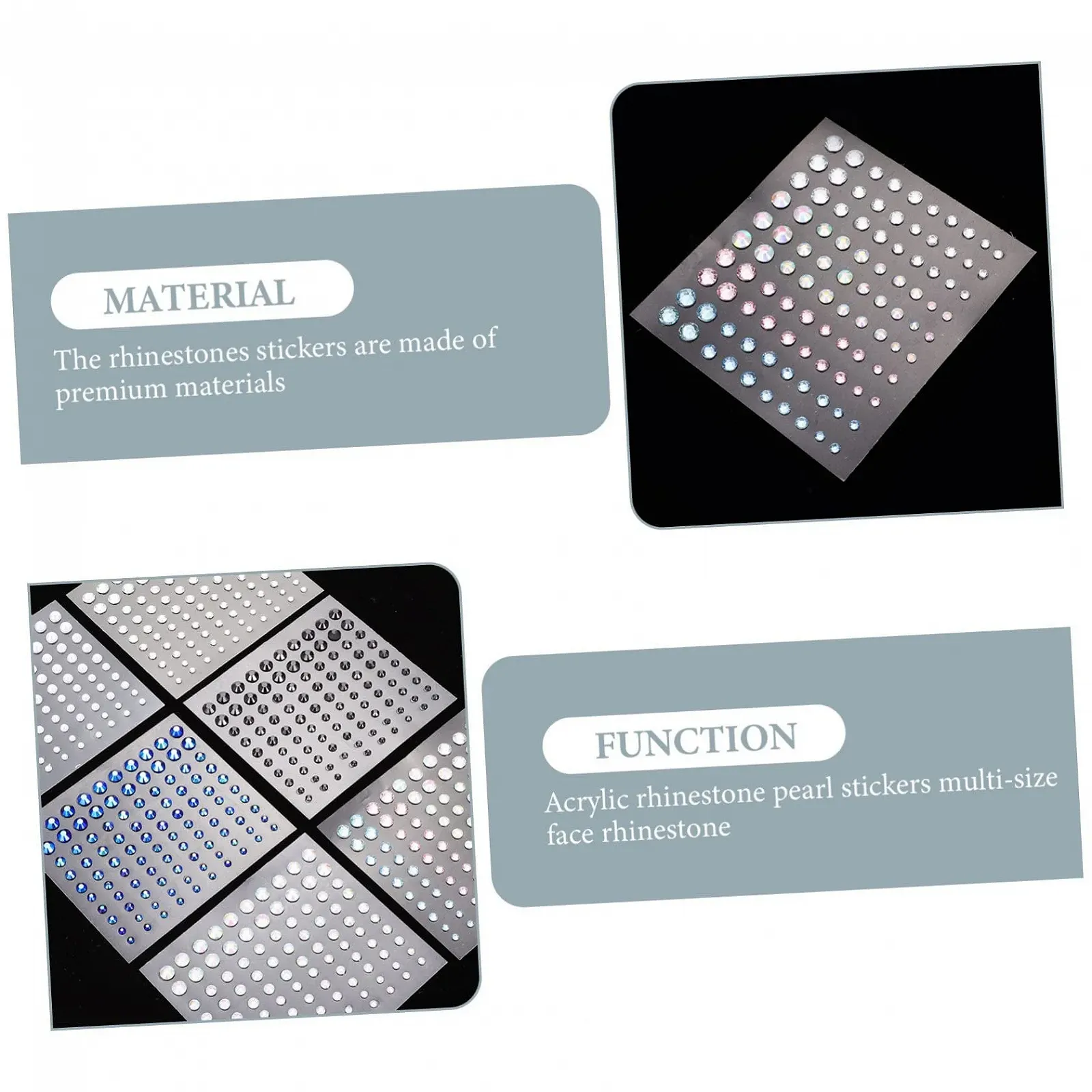 Стрази Наклейки Healeved 6 аркушів для обличчя та тіла, самоклейні, фото №6