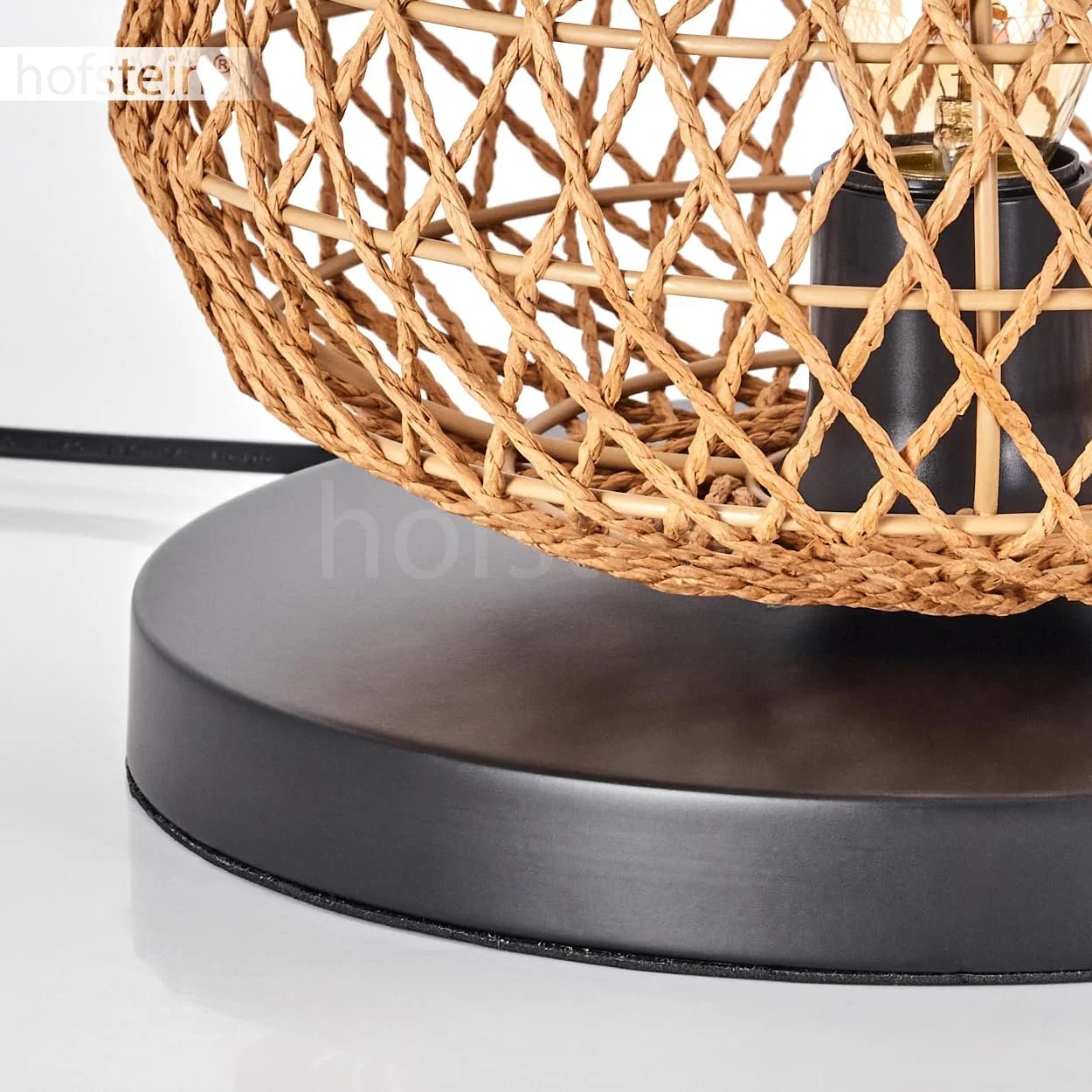 Настільна лампа Mulstrand Metal/Rattan Black/Natural Modern Boho Grid Look 1 x E27, фото №7