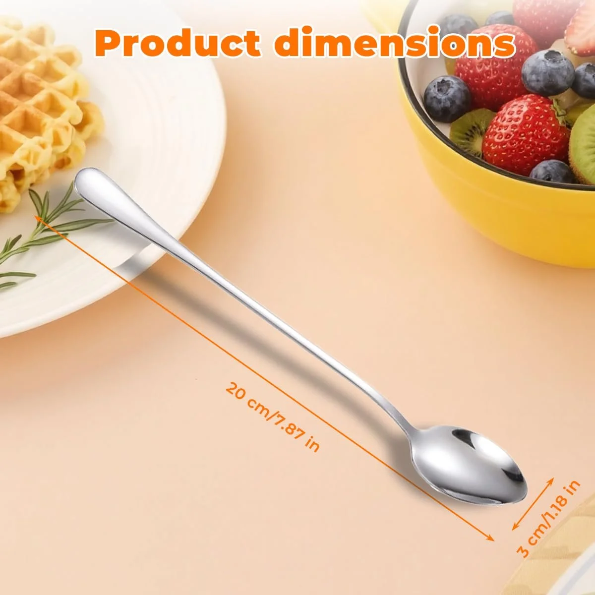 Ложка для лате макіато з нержавіючої сталі, 20 шт, 20 см, полірована, фото №2