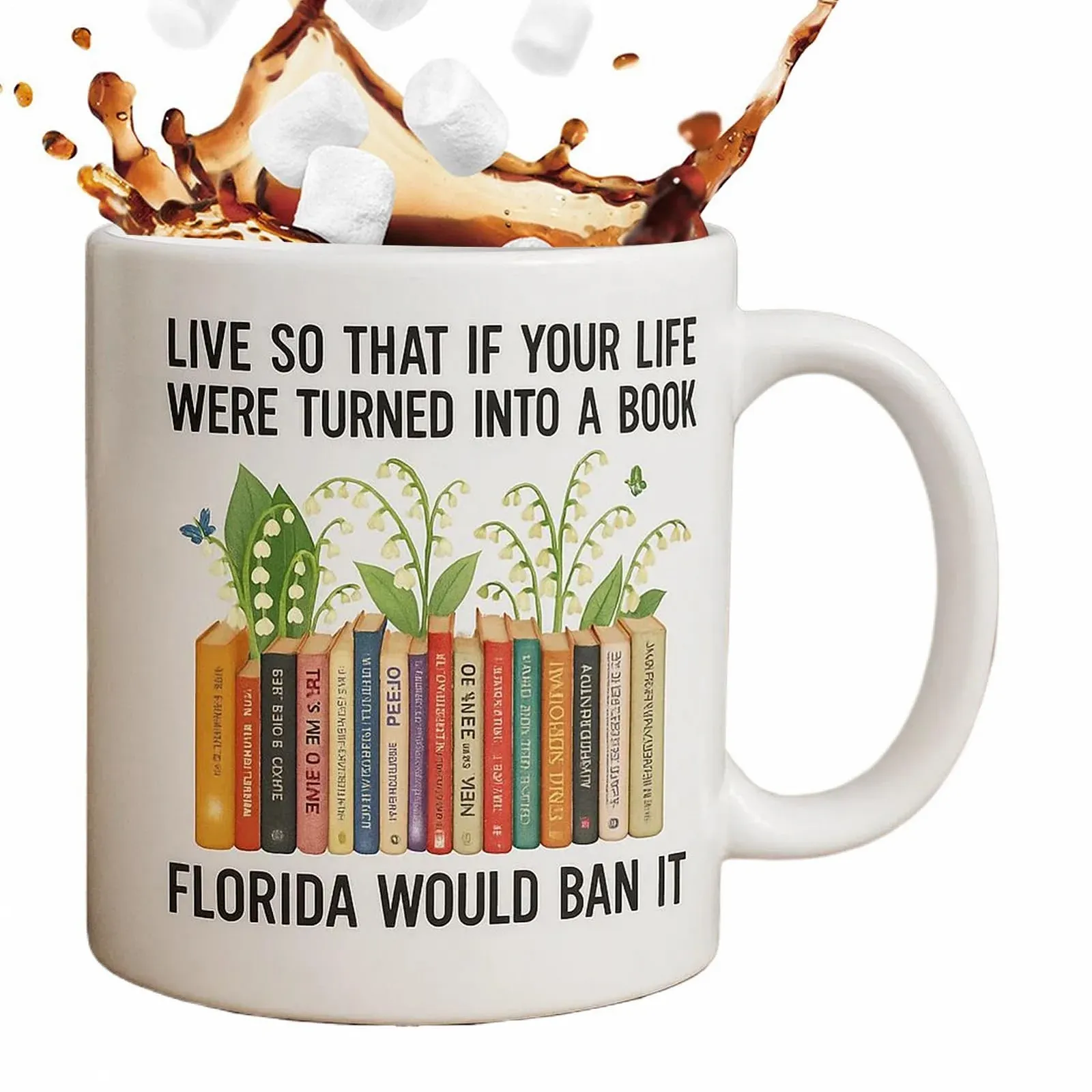 Дорожня Кружка для Кави Керамічна з Дизайном Книги та Надихаючим Текстом, фото №1